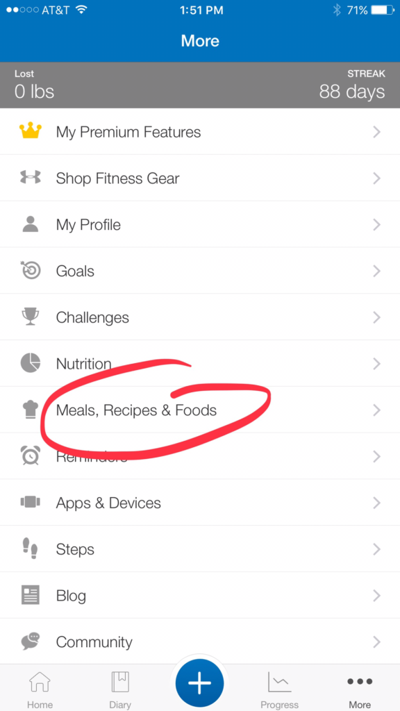 Recipes in MyFitnessPal