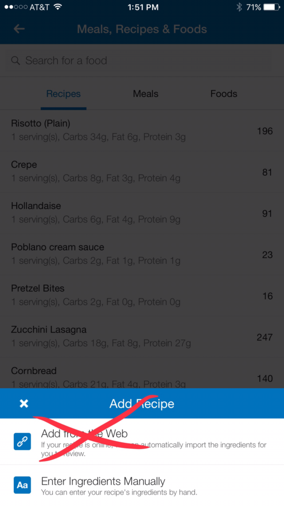 Recipes in MyFitnessPal