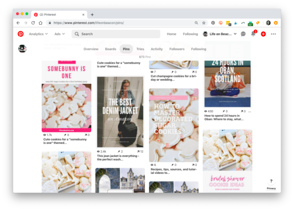 Pinterest example of multiple pins for the same content