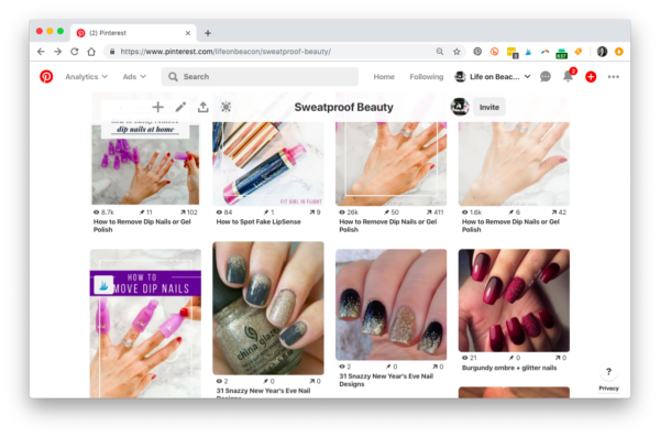 Pinterest example of multiple pins for the same content