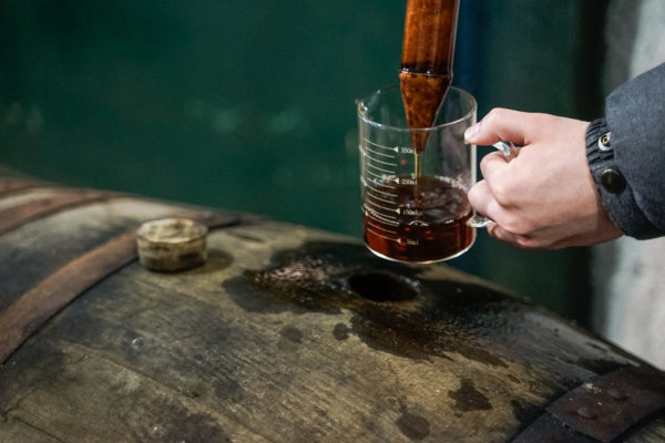 Pulling from casks at Laphroaig, Islay