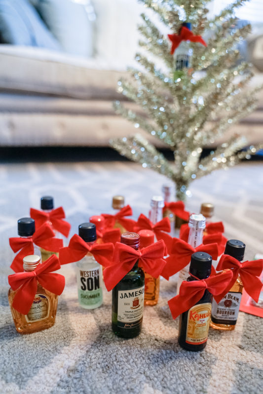 How to Build a Mini Liquor Bottle Christmas Tree: White Elephant Idea