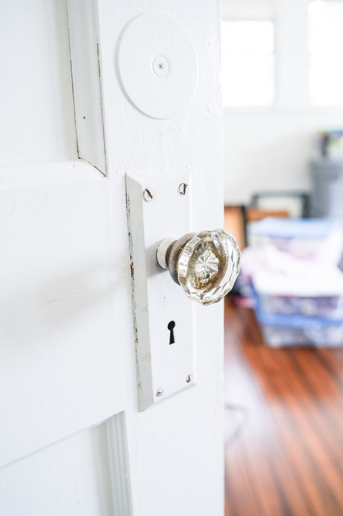 Vintage craftsman interior door knobs in 100 year old house