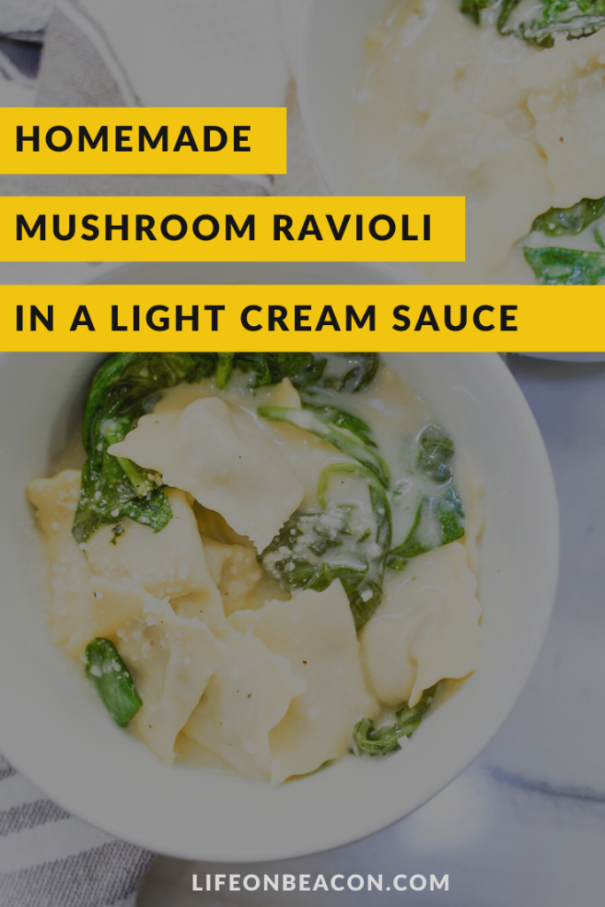 Homemade Mushroom Ravioli in a Light Cream Sauce - using a foolproof method for handmade raviolis