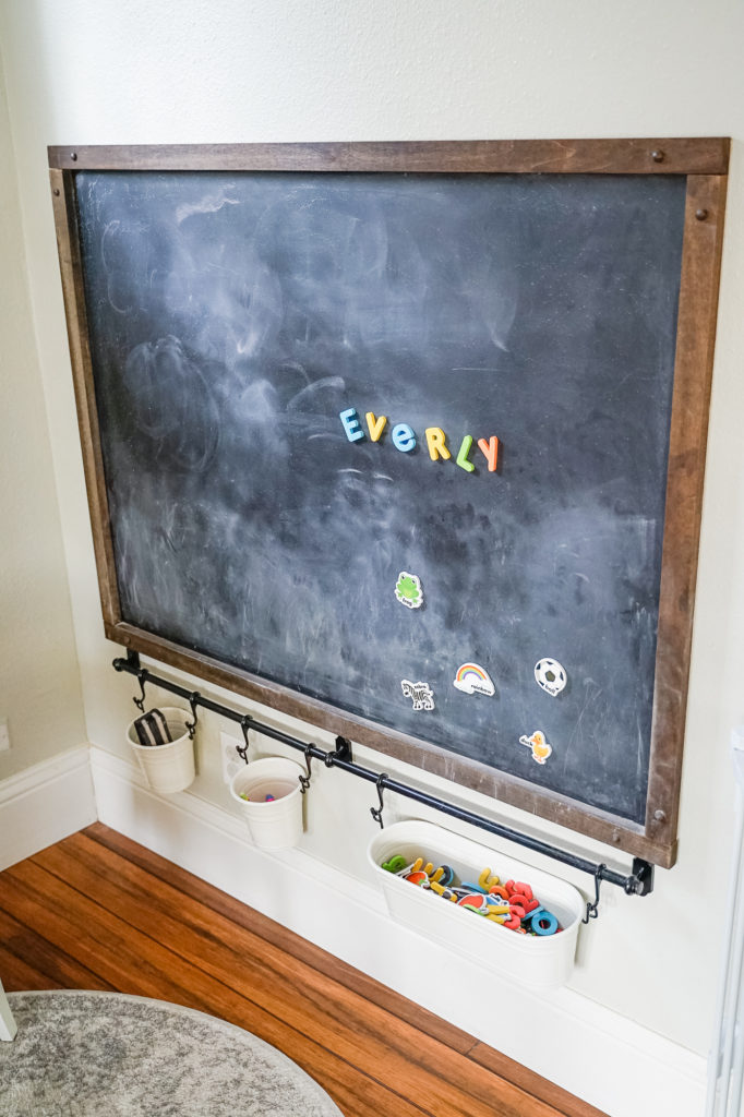 DIY Magnetic Chalkboard for a kid's playroom