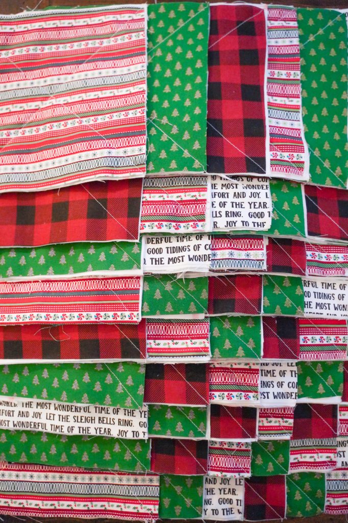 Planning out a Christmas flannel rag quilt
