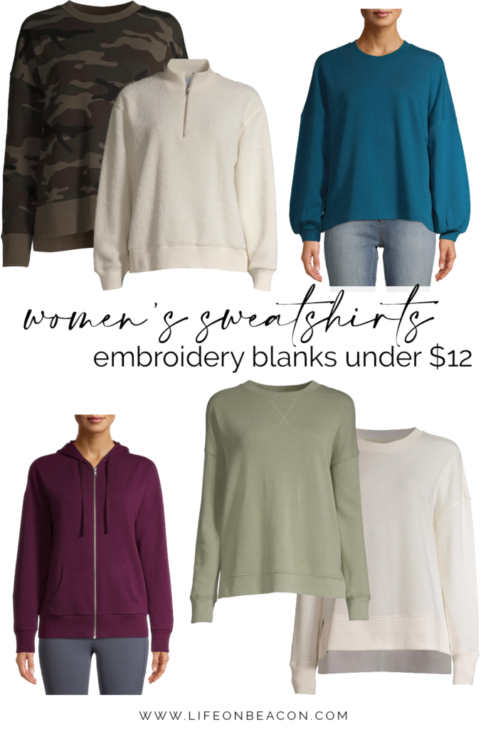 Women's Sweatshirt Embroidery Blanks under $12