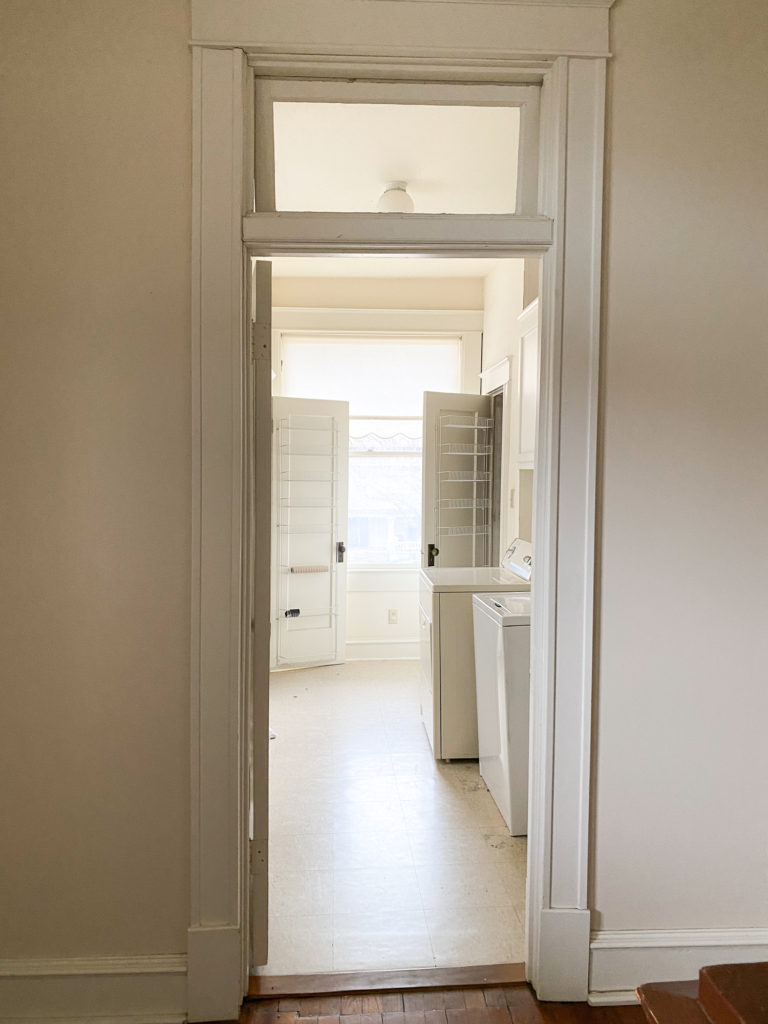 Vinyl laundry room flooring in historic house