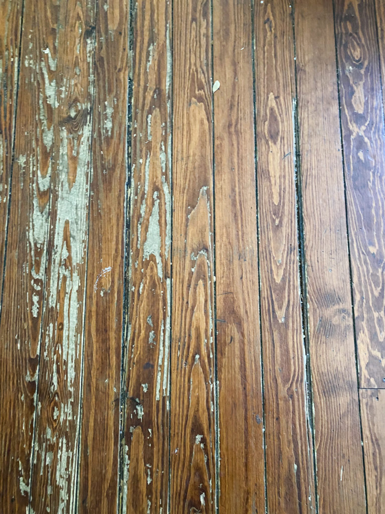 Damaged heart pine / long leaf pine flooring
