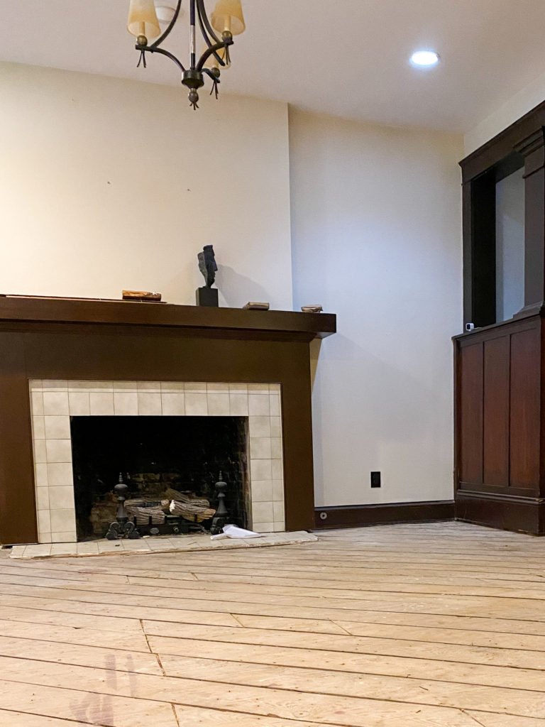 Fireplace in historic home before renovation