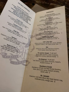 Drink menu at Swift's Attic; Top cocktail bars in Austin