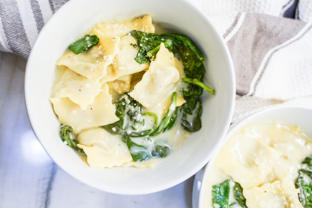 Homemade Mushroom Ravioli in a Light Cream Sauce