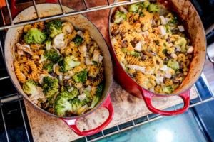 Easy chicken and protein pasta casserole with lots of veggies