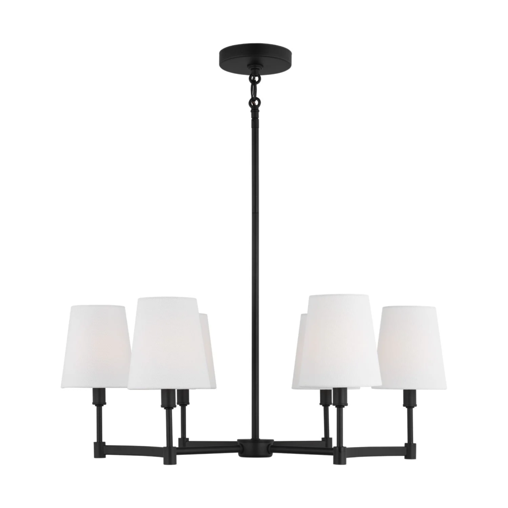 Structured six light chandelier by Generation Lighting in matte black - under $250